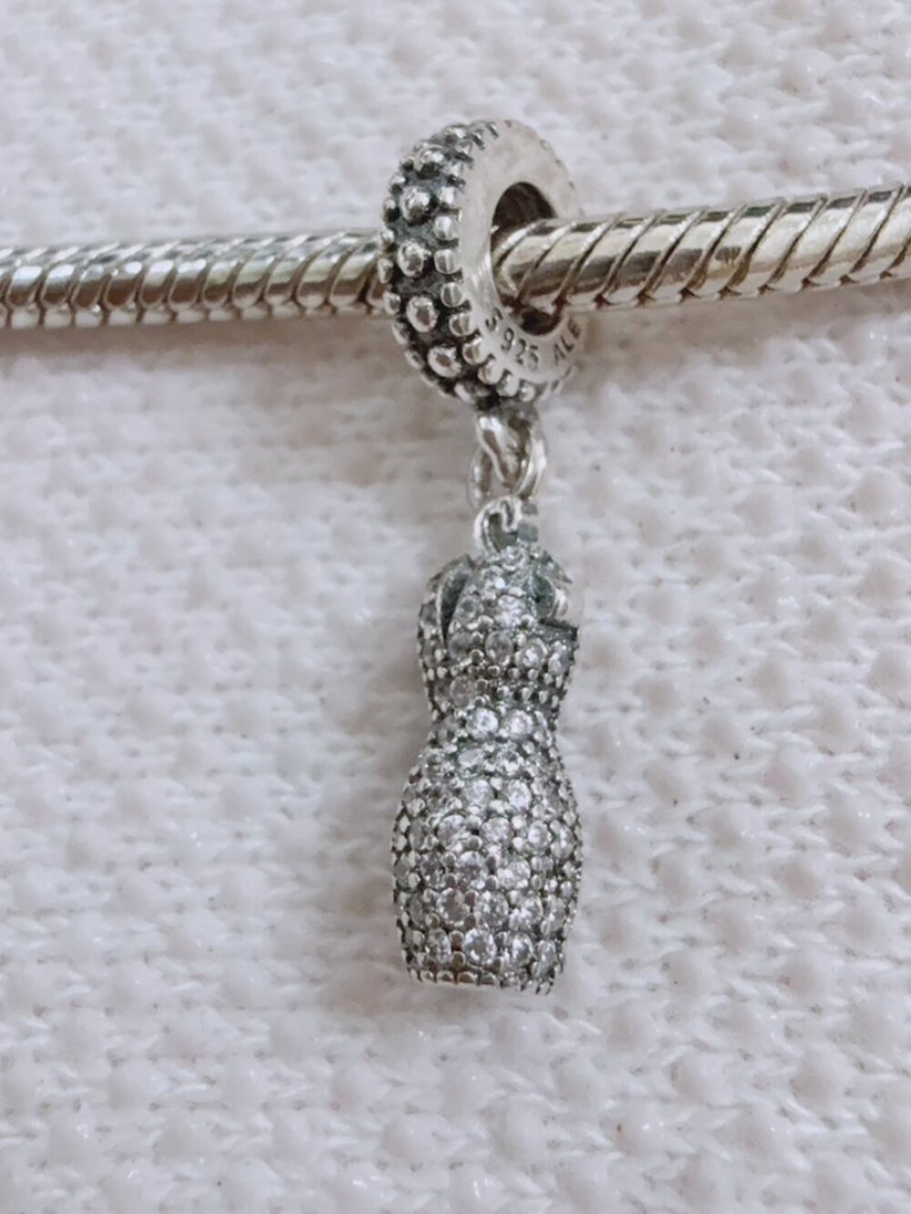 Sparkling Dazzing Dress Silver Charm For Pandora Bracelet Necklace
